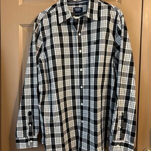 Chaps Black & White Plaid Button-Down Shirt